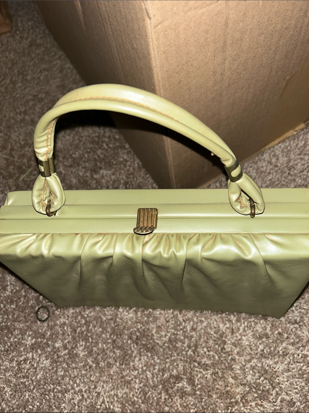 Vintage Light Green Structured Top-Handle Women’s Bag - Picture 2 of 7
